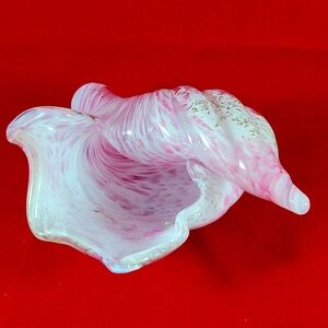 VINTAGE BOHEMIAN ART GLASS, HAND MADE IN CZECH REPUBLIC, IRIS.